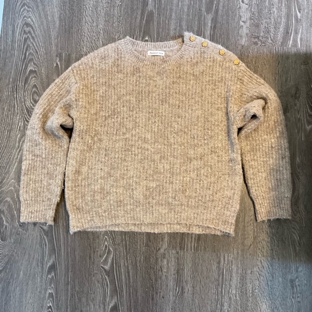 H&M Taupe Sweater with Gold Button Details
